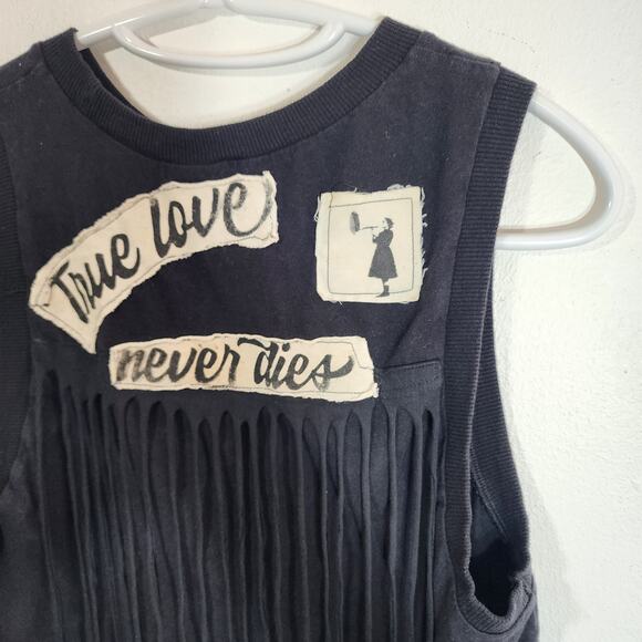 Ouroboros symbol, Black Sleeveless Tee – Upcycled, Handmade & Perfect for Summer - Picture 9 of 12